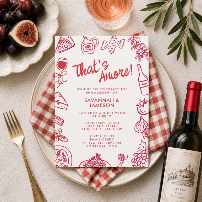 Invitación Fiesta de Compromiso Caprichosa a Mano 'Eso es Amo (Subido por el creador)