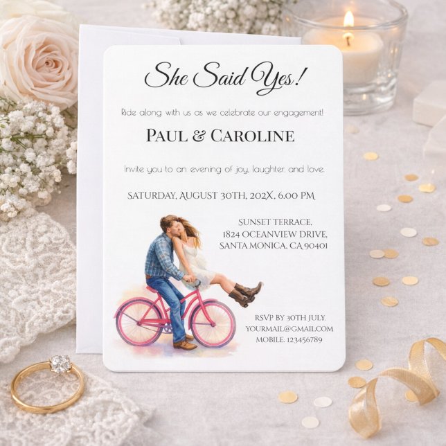 Invitación Fiesta de Compromiso Casual Romántica Ella Dijo Sí (Subido por el creador)
