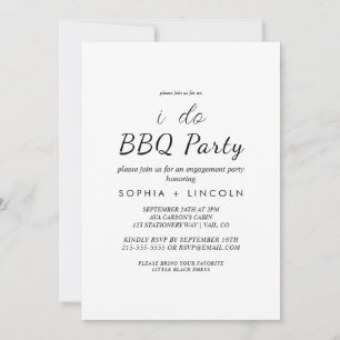 Invitación Fiesta de compromiso Chic Modern Script "I Do BBQ"
