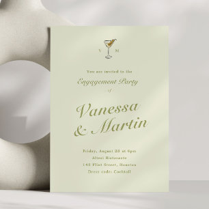 Invitación Fiesta de Compromiso Clásico Olive Martini