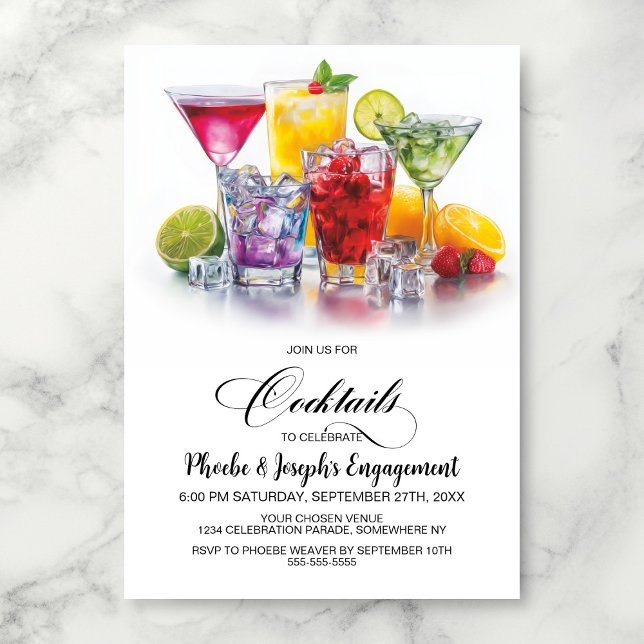 Invitación Fiesta de Compromiso Cócteles Coloridos (Subido por el creador)