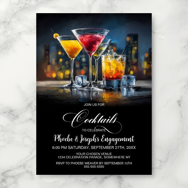 Invitación Fiesta de Compromiso Cócteles Coloridos (Subido por el creador)