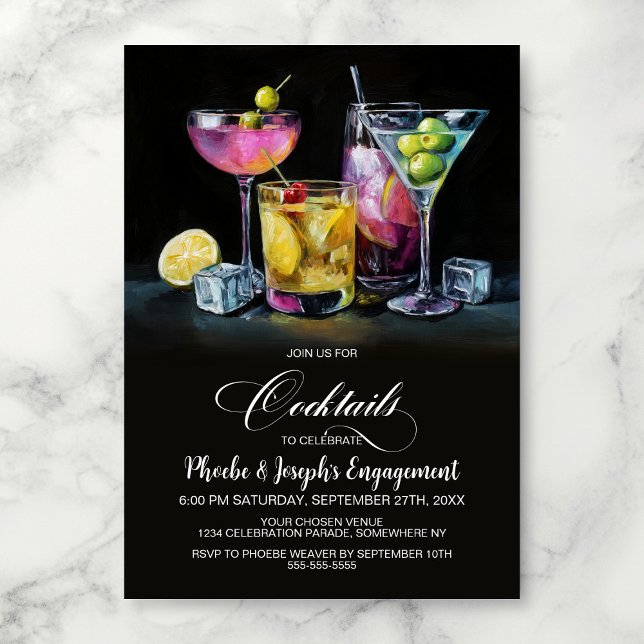 Invitación Fiesta de Compromiso Cócteles Coloridos (Subido por el creador)