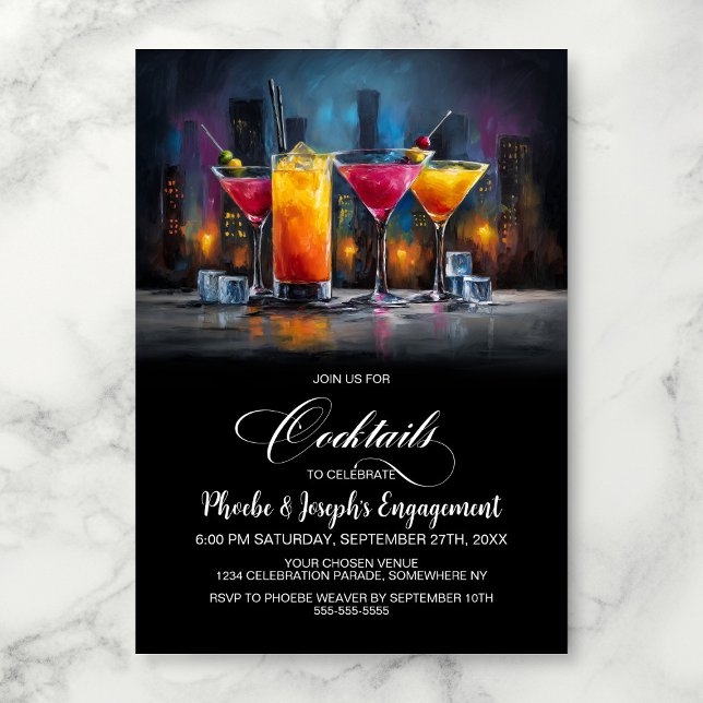 Invitación Fiesta de Compromiso Cócteles Coloridos (Subido por el creador)