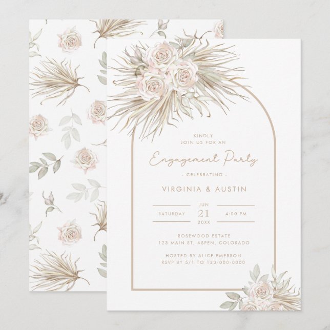 Invitación Fiesta de Compromiso con Acuarela (Anverso / Reverso)