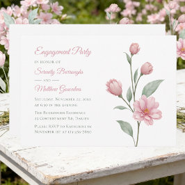Invitación Fiesta de Compromiso con Acuarela Floral Rosa Salv
