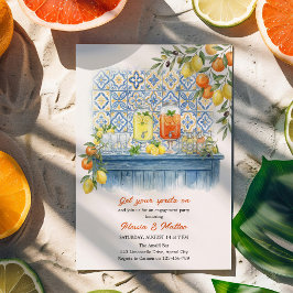 Invitación Fiesta de compromiso con azulejos mediterráneos de
