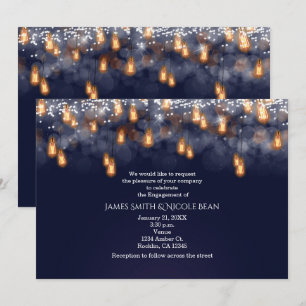 Invitación Fiesta de Compromiso con Bombillas Colgantes Vinta