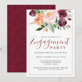 Invitación Fiesta de compromiso con Bouquet floral de eleganc