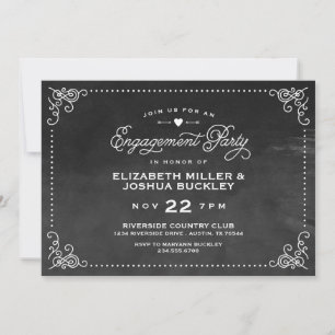 Invitación Fiesta de compromiso con elegante escritura vintag