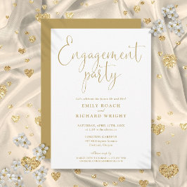 Invitación Fiesta de compromiso con elegante letra dorada