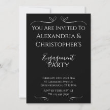 Fiesta de Compromiso con Elegante Letra Negra y Bl