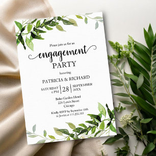 Invitación Fiesta de compromiso con follaje verde