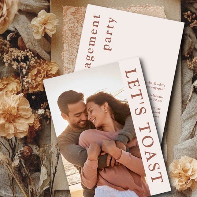 Invitación Fiesta de compromiso con foto ¡Brindemos! (Engagement Photo Invitation from the Engagement Party Invitations collection by Darling & May)