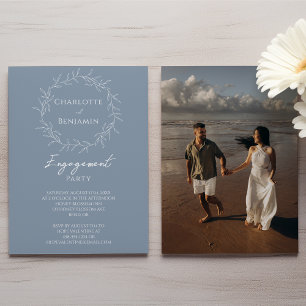 Invitación Fiesta de compromiso con foto de hoja minimalista