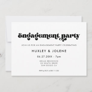Invitación Fiesta de compromiso con guión retro vintage