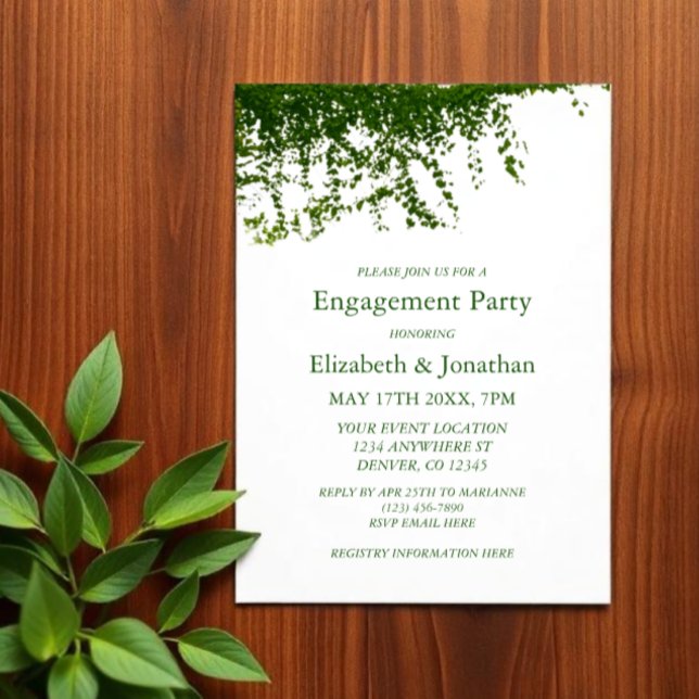 Invitación Fiesta de compromiso con hiedra colgante (Subido por el creador)