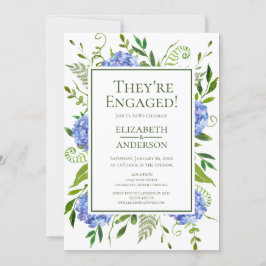 Invitación Fiesta de compromiso con Hortensias Azules