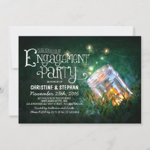 Invitación Fiesta de compromiso con jarras y luciérnagas