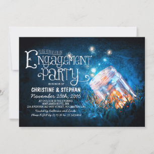 Invitación Fiesta de compromiso con jarras y luciérnagas