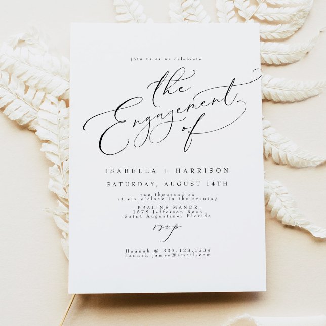 Invitación Fiesta de Compromiso con Letra Minimalista Elegant (Subido por el creador)