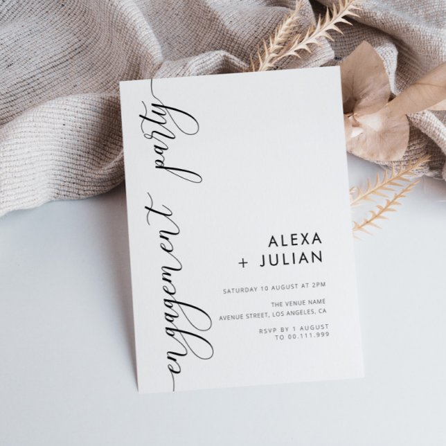 Invitación fiesta de compromiso con letras elegantes (Subido por el creador)