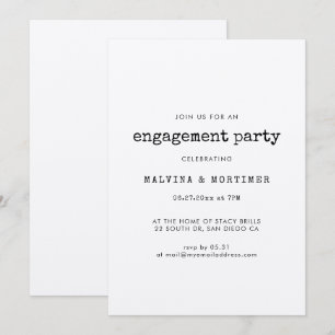 Invitación Fiesta de compromiso con máquina de escribir minim