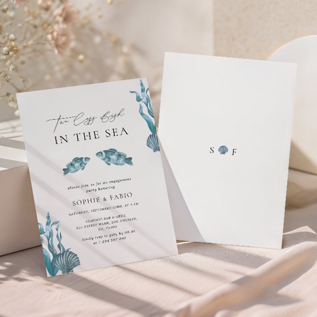 Invitación Fiesta de compromiso con monograma Dos menos peces (Subido por el creador)