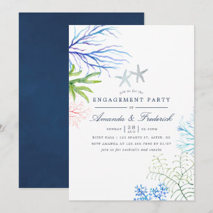 Invitación Fiesta de compromiso con tema de algas marinas en