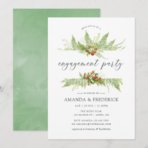 Invitación Fiesta de compromiso con vegetación en acuarela