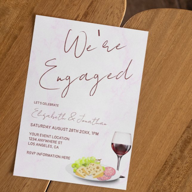 Invitación Fiesta de compromiso con vino y charcutería (Subido por el creador)