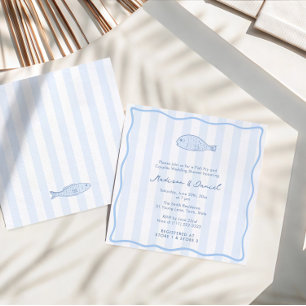 Invitación Fiesta de compromiso Contemporary Doodle Fish Fry