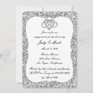 Invitación Fiesta de Compromiso Corazón Infinito Brillo Plate