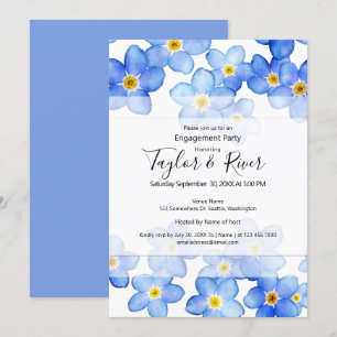 Invitación Fiesta de Compromiso Country Blue Forget-Me-Nots
