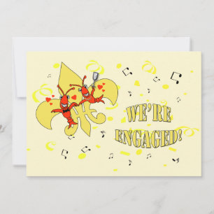 Invitación Fiesta de compromiso "Crawfish Gold Fleur de Lis"