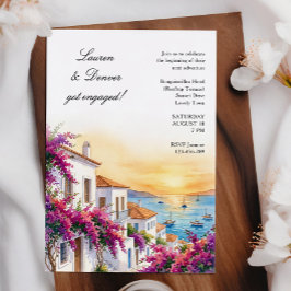 Invitación Fiesta de Compromiso Crepuscular de Buganvilla Gri