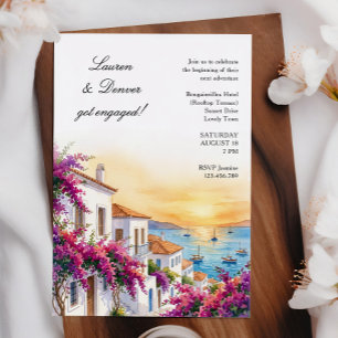 Invitación Fiesta de Compromiso Crepuscular de Buganvilla Gri