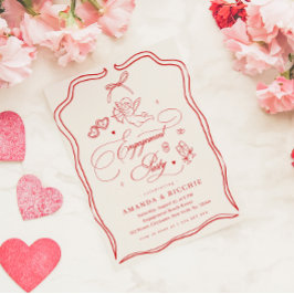 Invitación Fiesta de Compromiso Cupido Vintage Querubín Dibuj