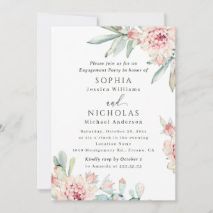 Invitación Fiesta de compromiso de acuarela floral. Botánica