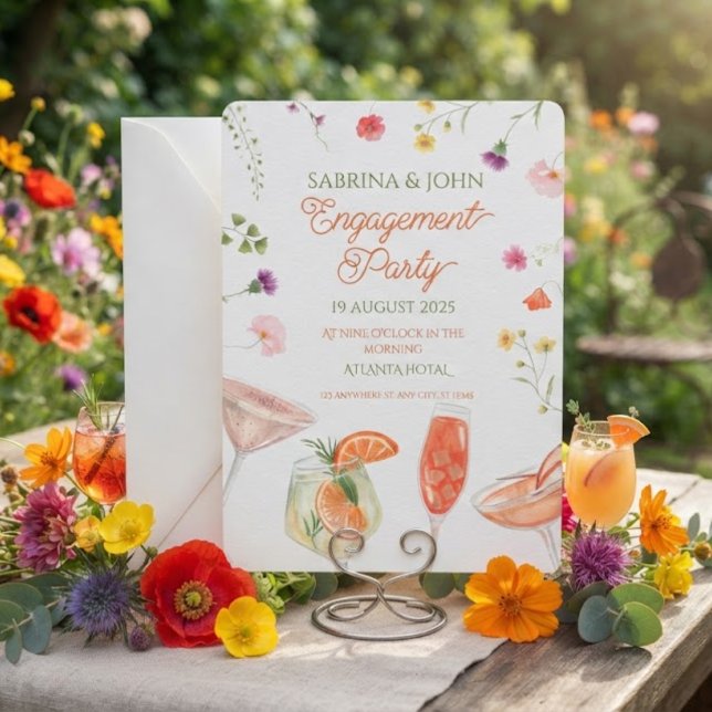 Invitación Fiesta de compromiso de acuarela floral colorida (Subido por el creador)