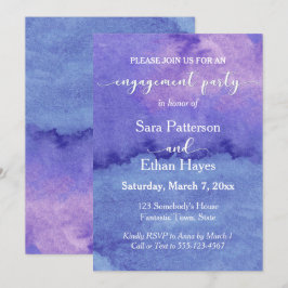 Invitación Fiesta de compromiso de acuarela púrpura única y a