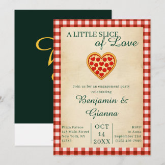Invitación Fiesta de compromiso de amor por pizza elegante mo