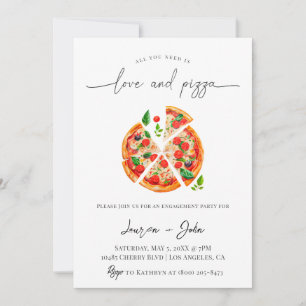 Invitación Fiesta de compromiso de amor y pizza