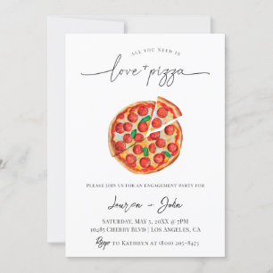 Invitación Fiesta de compromiso de amor y pizza
