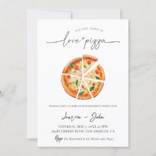 Invitación Fiesta de compromiso de amor y pizza