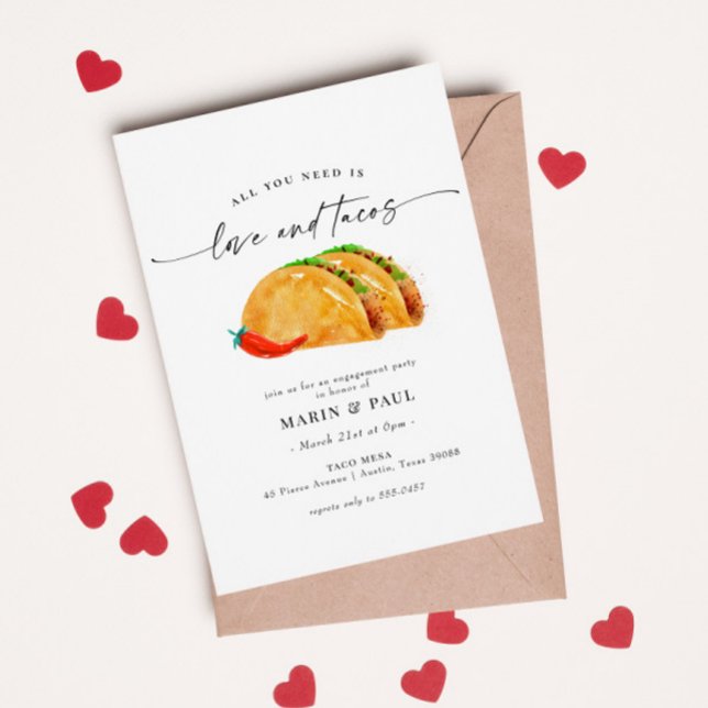 Invitación Fiesta de compromiso de amor y tacos (Subido por el creador)