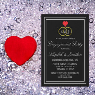Invitación Fiesta de compromiso de anillos entrelazados