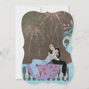 Invitación Fiesta de Compromiso de Antiguo Art Deco Amor, Fue