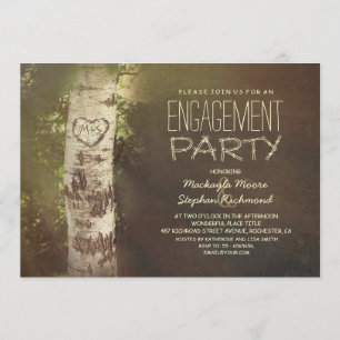 Invitación Fiesta de compromiso de árbol de abedul rústico