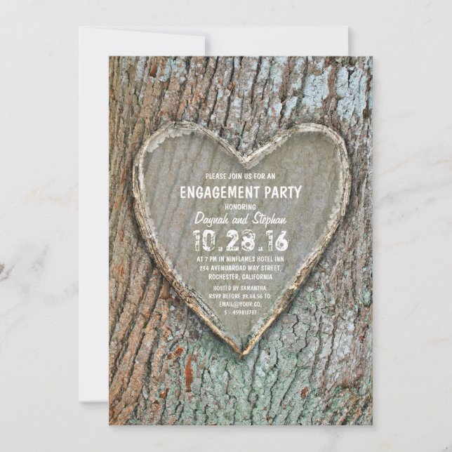 Invitación Fiesta de compromiso de árbol de campo rústico de  (Anverso)